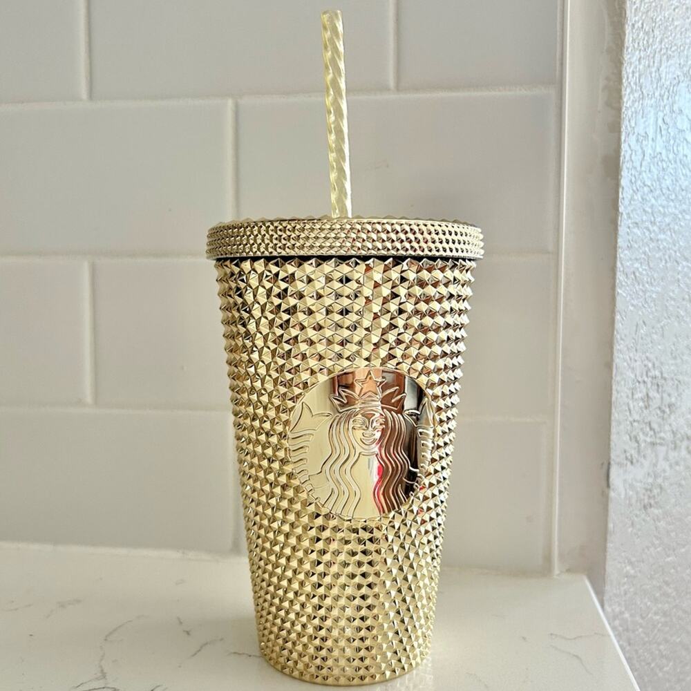 Starbucks gold studded cup with straw - Picture 3 of 6